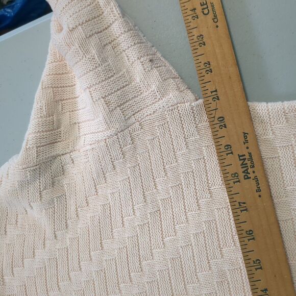 Vintage 90s Peconic Bay Traders Sweater Large Made in USA Beige Cotton fisherman - Picture 4 of 5